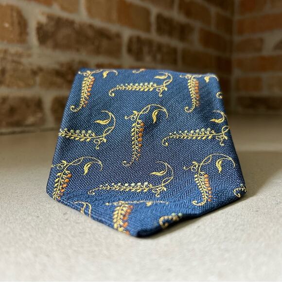 Robert talbott best of class navy blue gold grape vine men’s silk tie wine gift - Picture 5 of 15